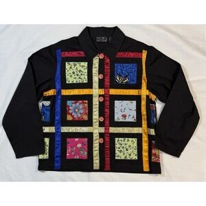 Women's New Identity Jacket Size Medium Multicolored‎ Butterfly Patch
